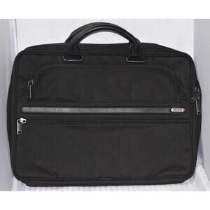 TUMI Padded 15' Laptop Files Soft Briefcase Leather Handles and Multi Pockets